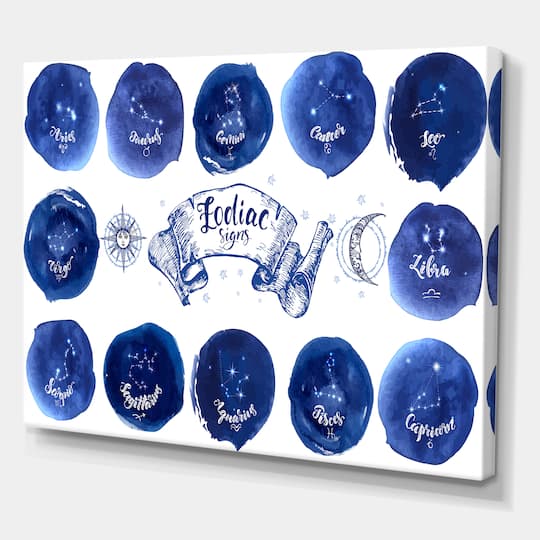 Designart - Collection of Astrology Signs On Blue